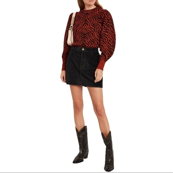 Frame X Intermix Le Mini Velveteen Skirt Black - Picture 1 of 6